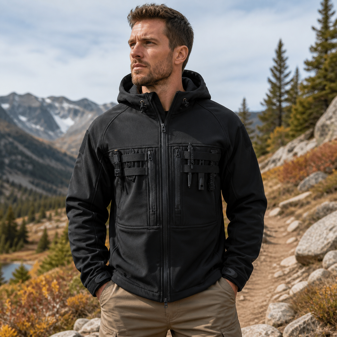 TWS Herren Tactical Softshelljacke mit Fleecefutter – Winddicht &amp; mit Kapuze