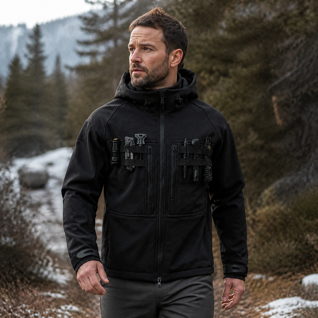 TWS Herren Tactical Softshelljacke mit Fleecefutter – Winddicht &amp; mit Kapuze