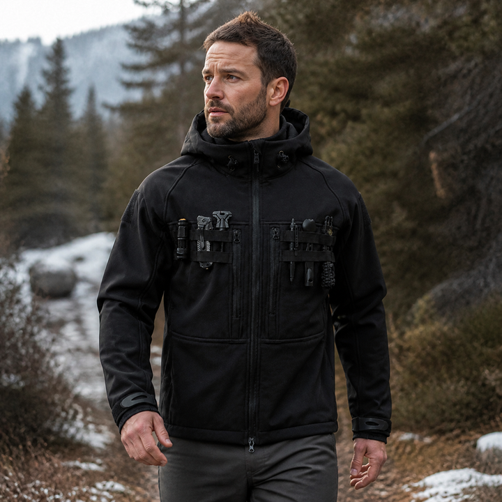 TWS Herren Tactical Softshelljacke mit Fleecefutter – Winddicht &amp; mit Kapuze