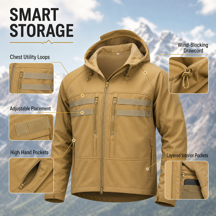 TWS Herren Tactical Softshelljacke mit Fleecefutter – Winddicht &amp; mit Kapuze