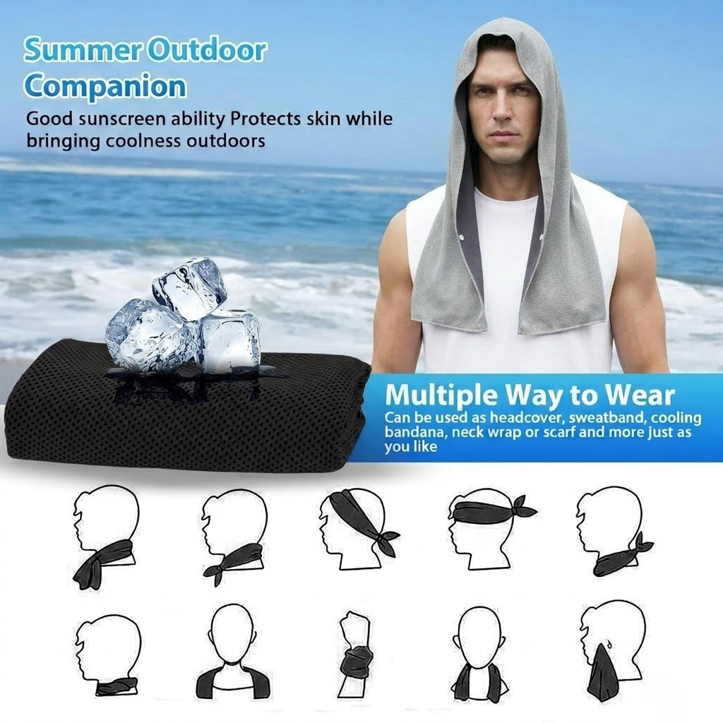 3PACK Quick-Dry Cooling Hoodie Towel for Neck and Face Breathable Moisture-Wicking UV Protection for Outdoor