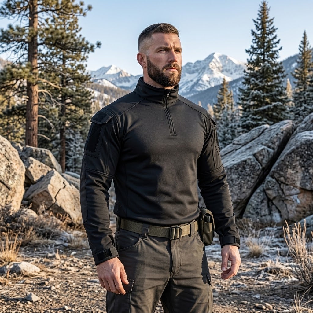 TWS RangeFlex Herren Tactical Fleecepullover – Softshell mit Viertelreißverschluss