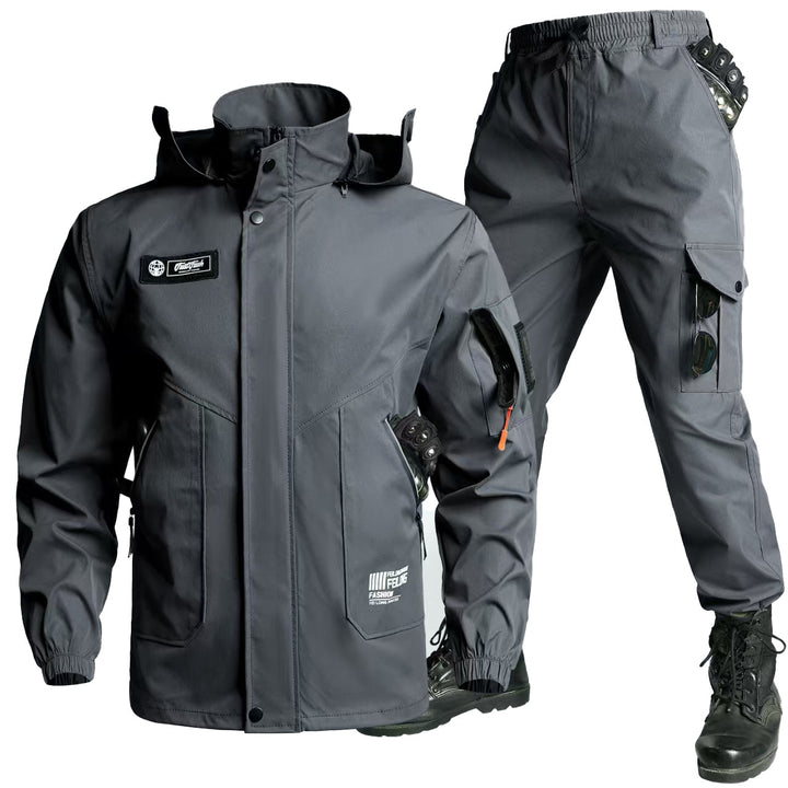 Herren Tactical Softshell-Set – Outdoorjacke &amp; Cargohose mit mehreren Taschen