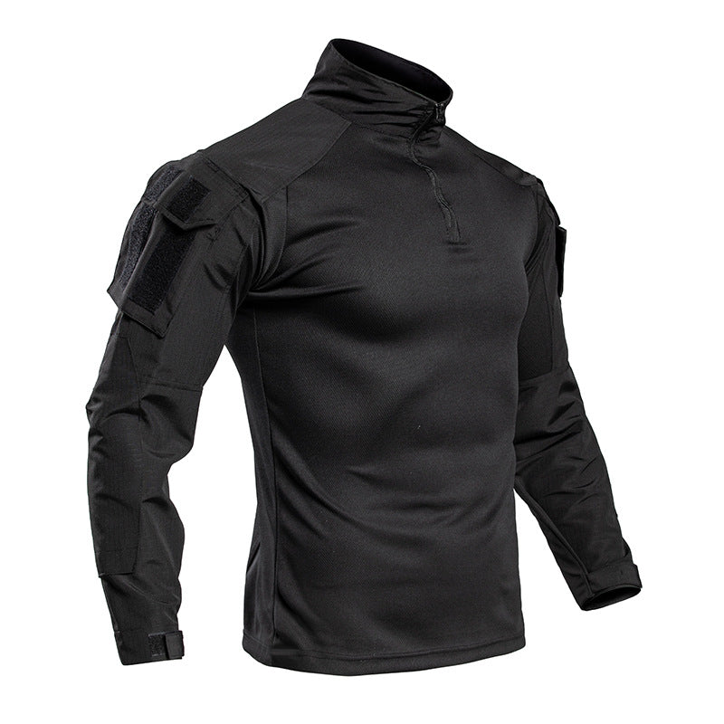 Herren Tactical Combat Shirt – Trainingsshirt mit 1/4-Reißverschluss &amp; Ärmeltasche
