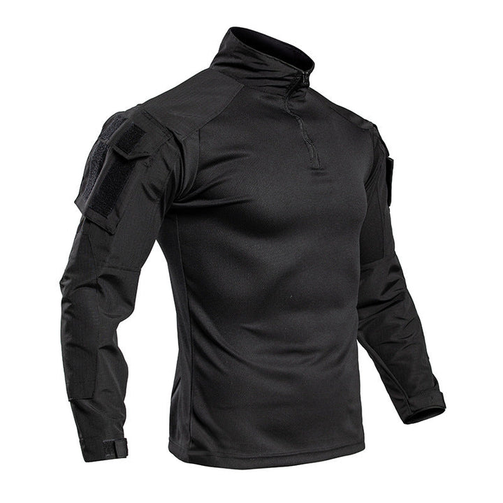 Herren Tactical Combat Shirt – Trainingsshirt mit 1/4-Reißverschluss &amp; Ärmeltasche