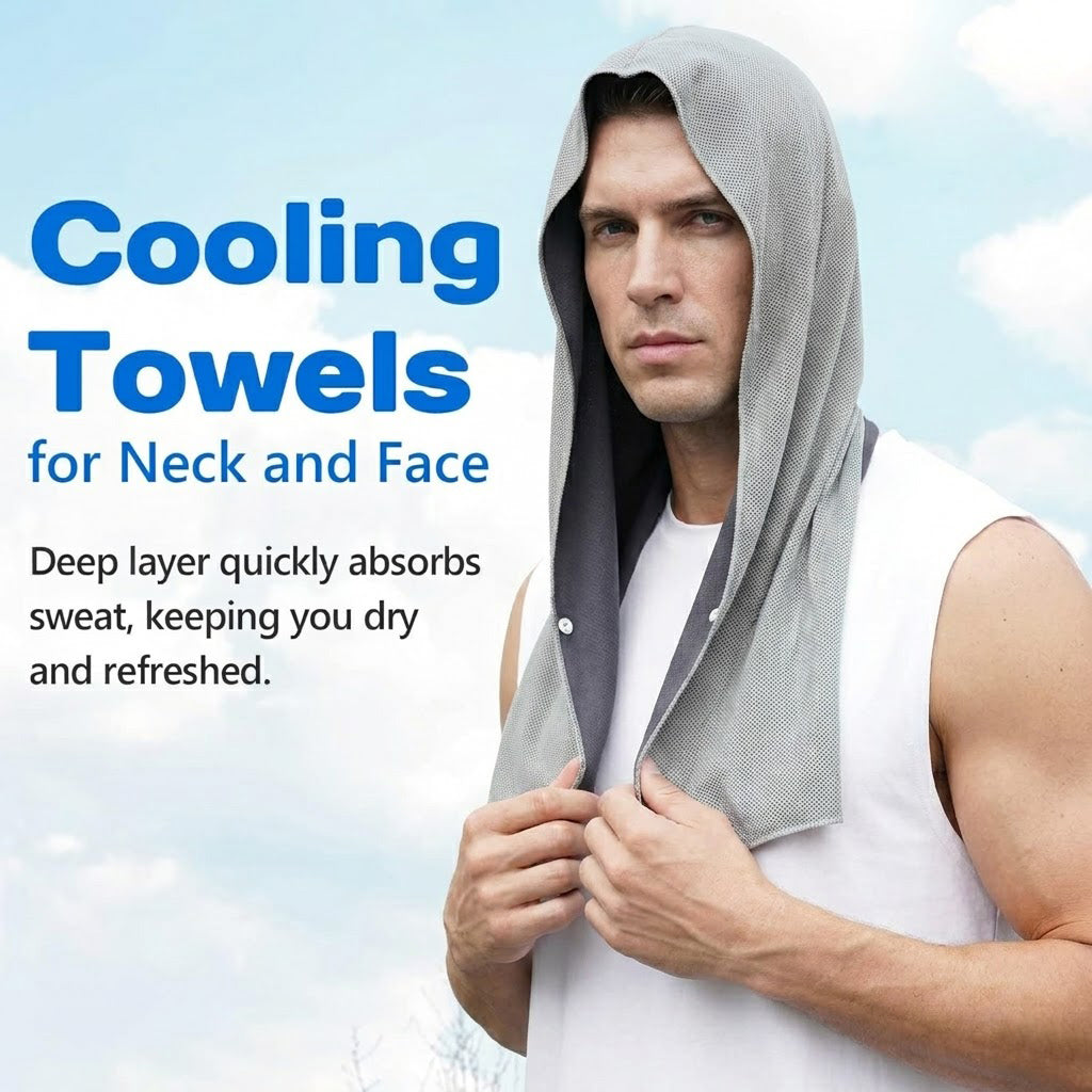 3PACK Quick-Dry Cooling Hoodie Towel for Neck and Face Breathable Moisture-Wicking UV Protection for Outdoor