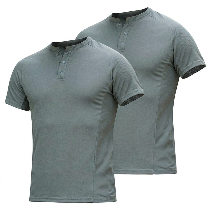 Schnelltrocknendes T-Shirt mit Henley-Kragen