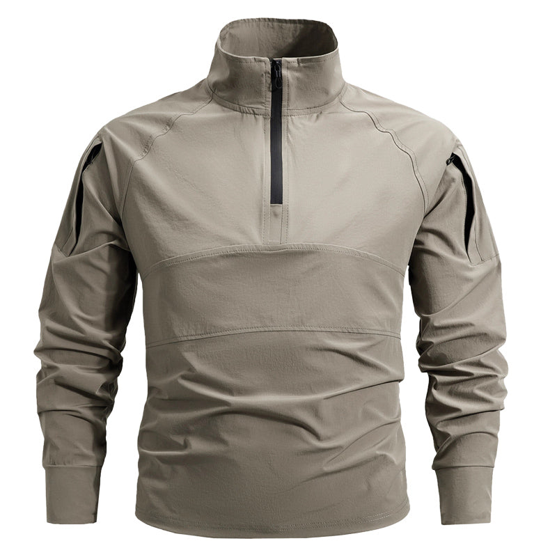 Herren Tactical Combat Shirt – Schnelltrocknend &amp; Elastisch mit 1/4-Reißverschluss