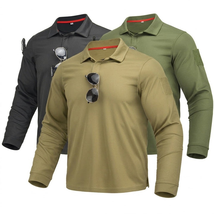 3er-Pack Herren Langarm-Poloshirts – Schnelltrocknend