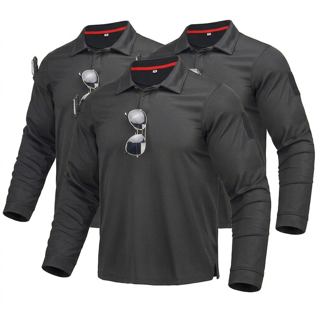 3er-Pack Herren Langarm-Poloshirts – Schnelltrocknend
