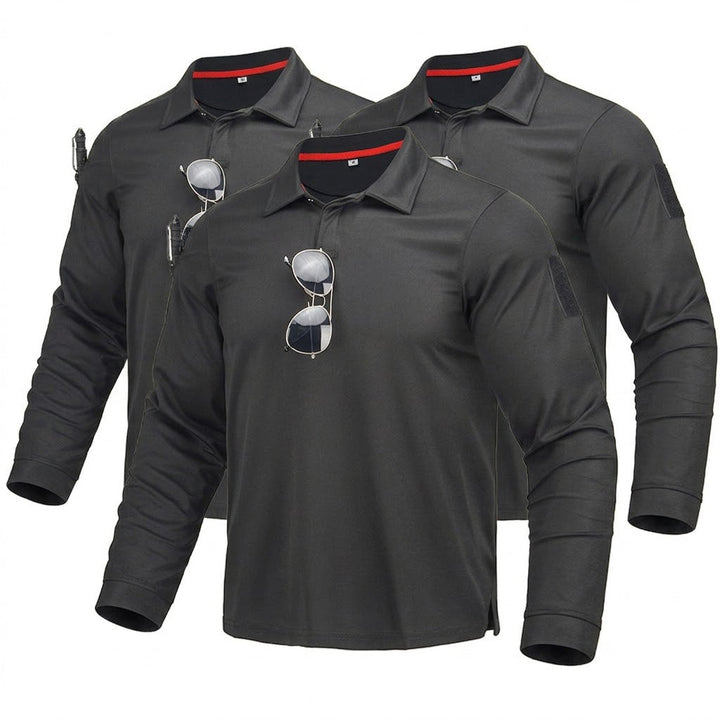 3er-Pack Herren Langarm-Poloshirts – Schnelltrocknend