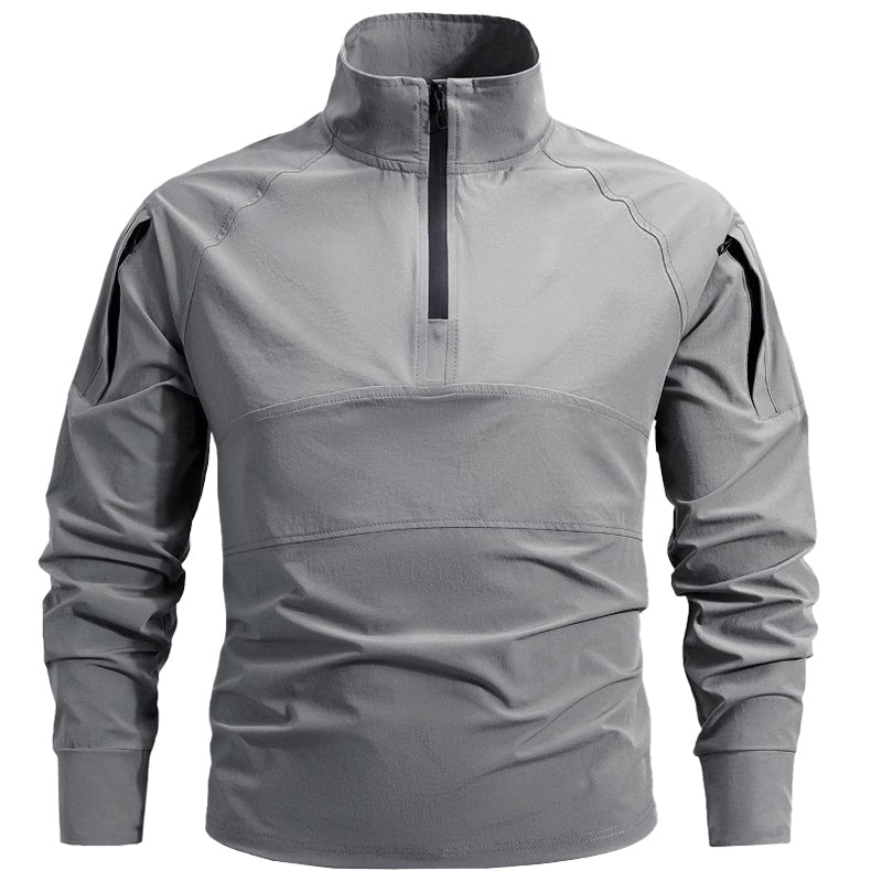Herren Tactical Combat Shirt – Schnelltrocknend &amp; Elastisch mit 1/4-Reißverschluss