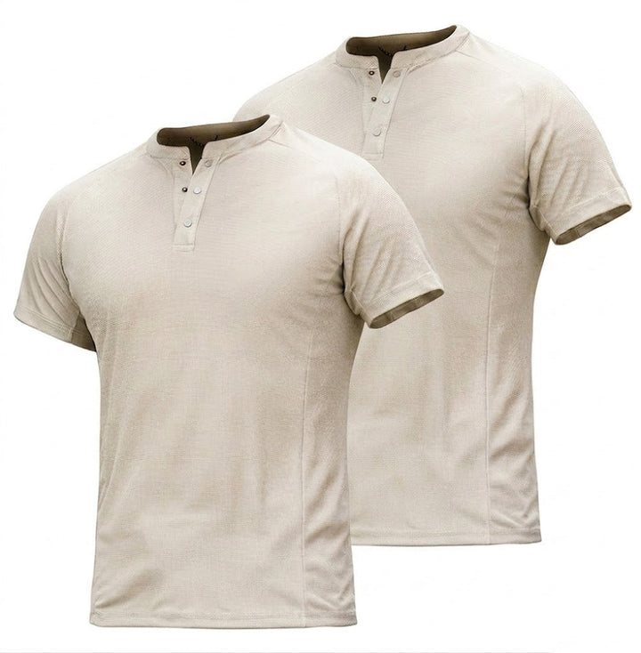 Schnelltrocknendes T-Shirt mit Henley-Kragen