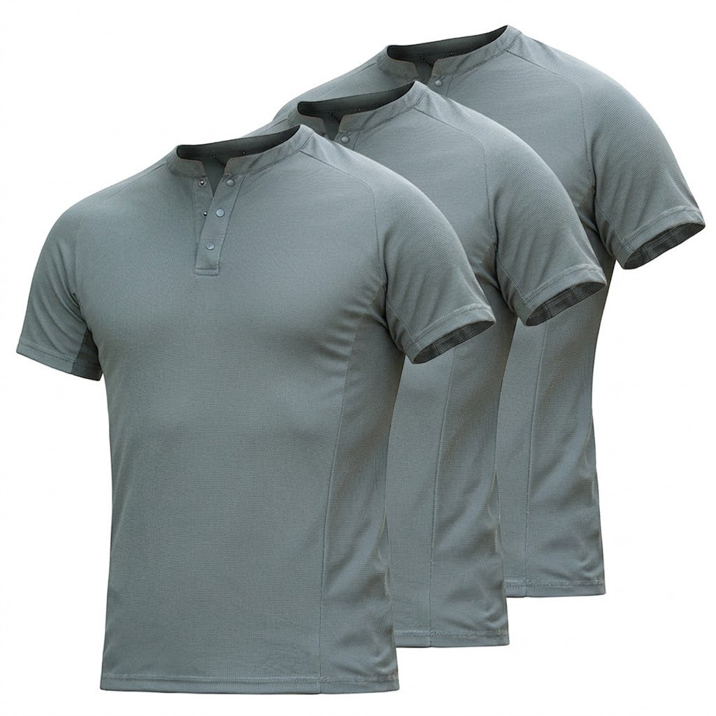 Schnelltrocknendes T-Shirt mit Henley-Kragen
