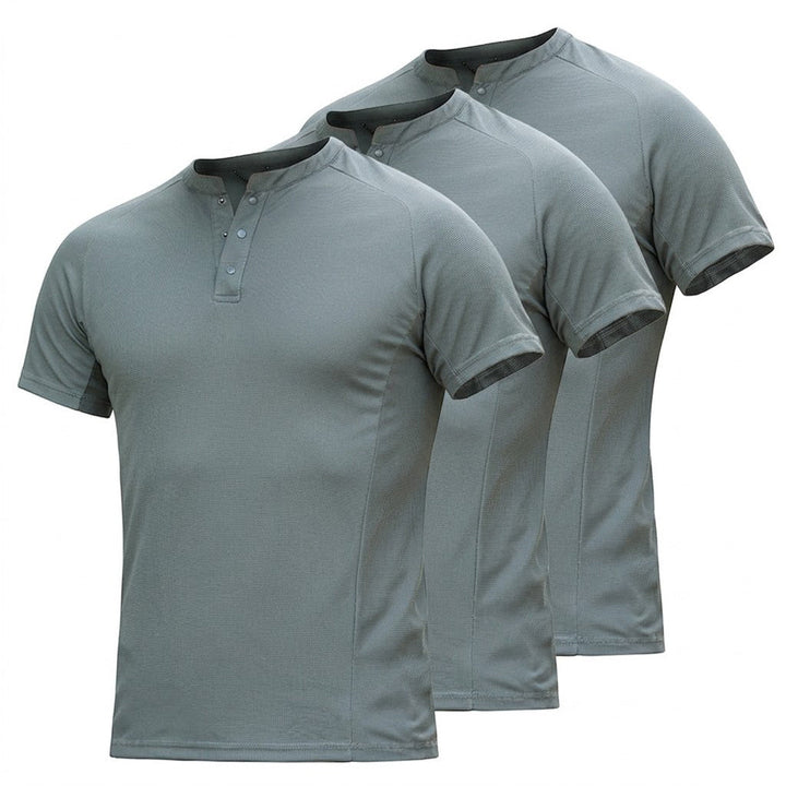 Schnelltrocknendes T-Shirt mit Henley-Kragen