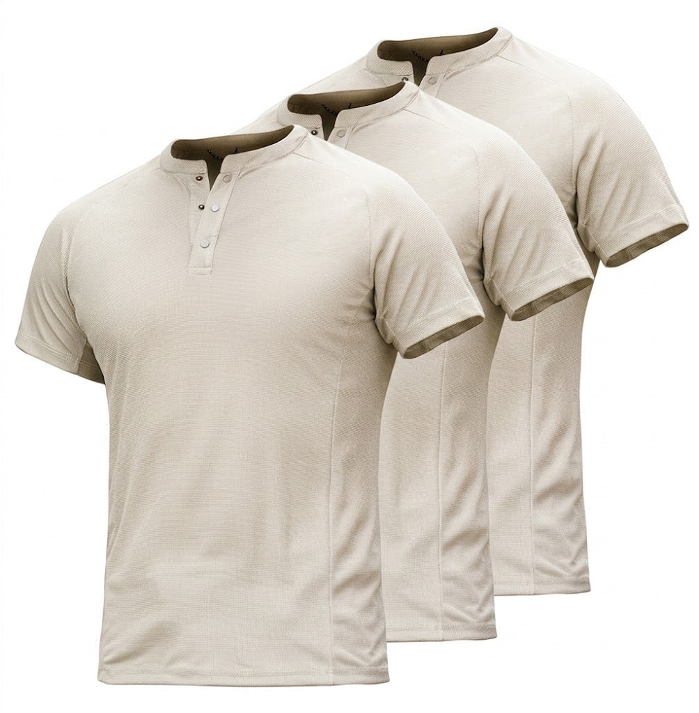 Schnelltrocknendes T-Shirt mit Henley-Kragen