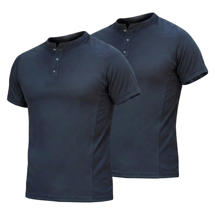 Schnelltrocknendes T-Shirt mit Henley-Kragen