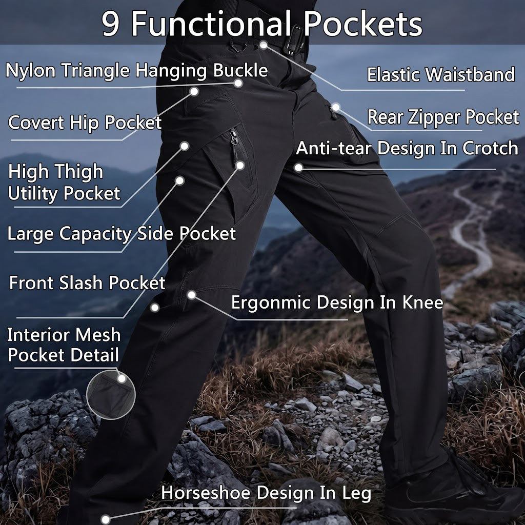 Archon IX9 Leichte Quick-Dry Hose - elastische Outdoor- &amp; Reisehose Schwarz