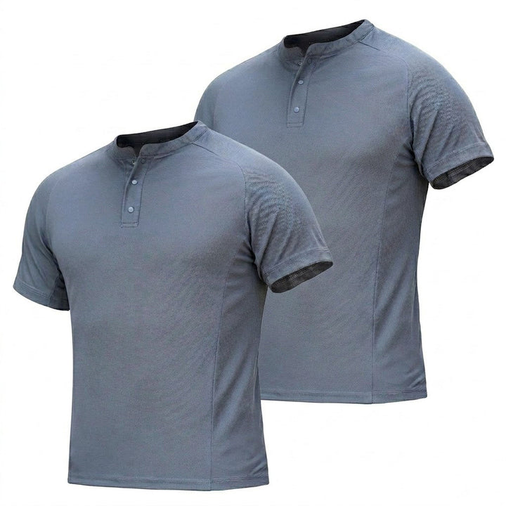Schnelltrocknendes T-Shirt mit Henley-Kragen
