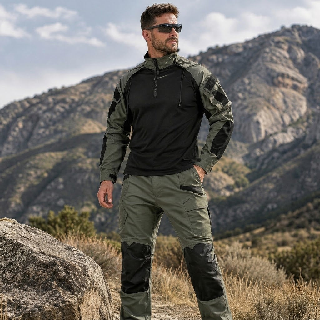 Herren Tactical Combat Set – Schnelltrocknendes Kapuzenshirt &amp; Cargohose