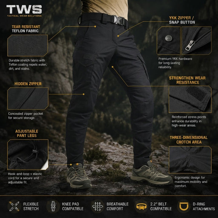 Taktfeld Phantom Robust-Cargo &amp; Outdoor-Einsatzhose Schwarz