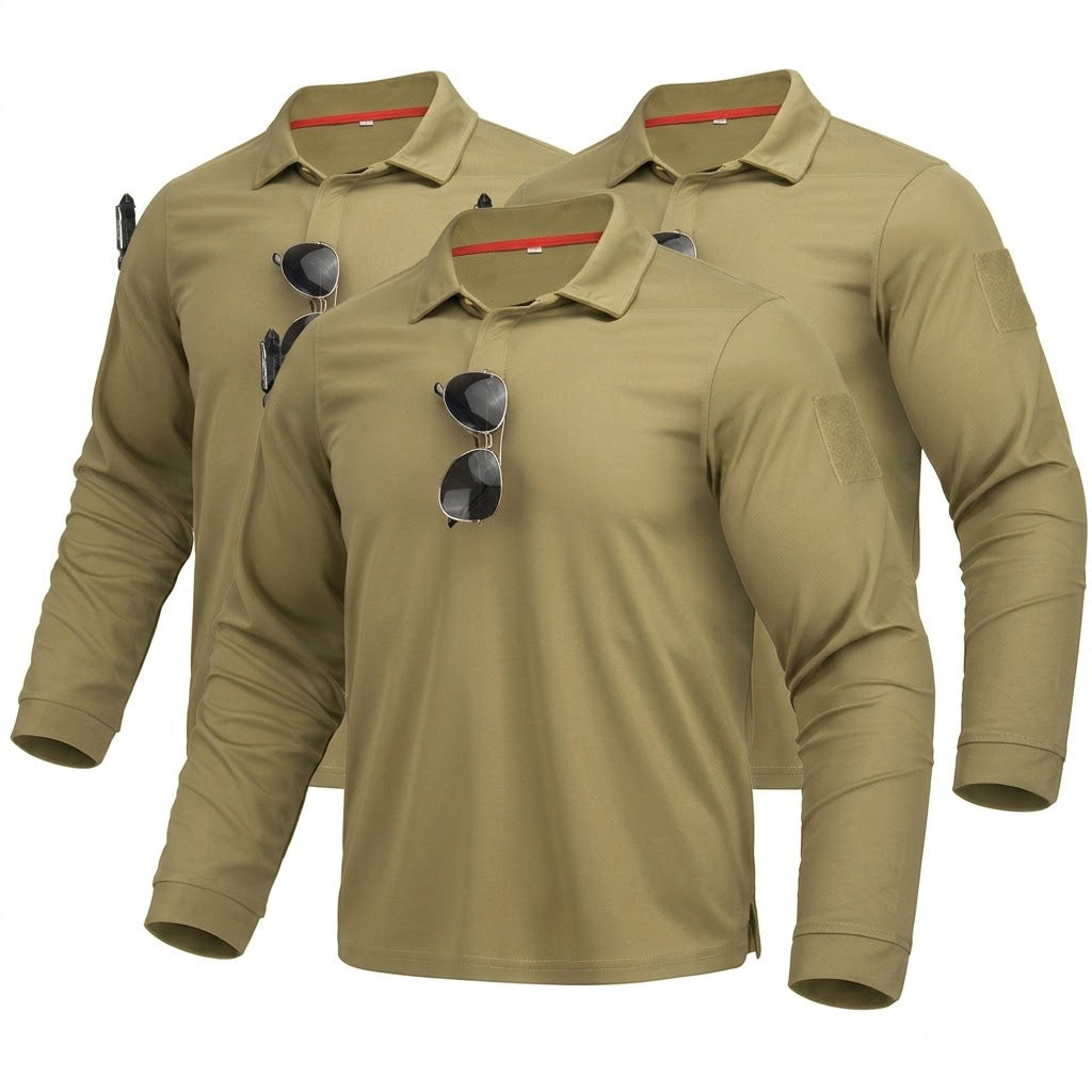 3er-Pack Herren Langarm-Poloshirts – Schnelltrocknend