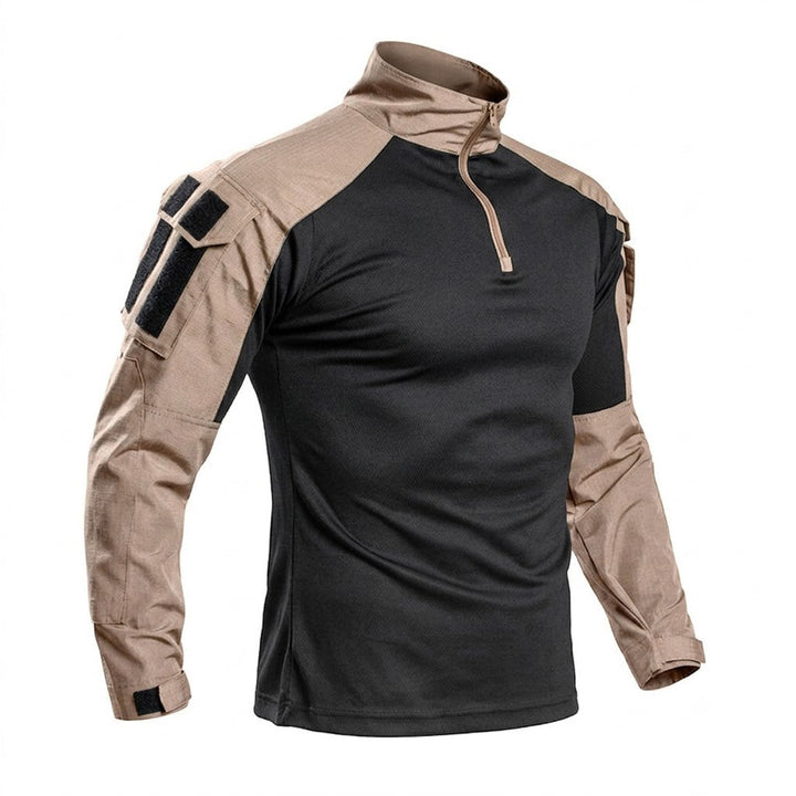 Herren Tactical Combat Shirt – Trainingsshirt mit 1/4-Reißverschluss &amp; Ärmeltasche