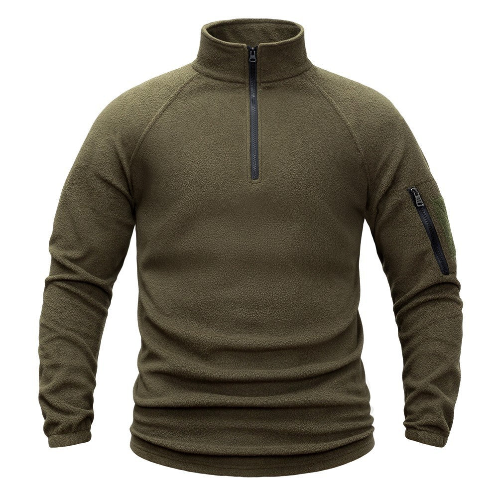 TWS Herren Fleecepullover mit Halbreißverschluss und Ärmeltasche