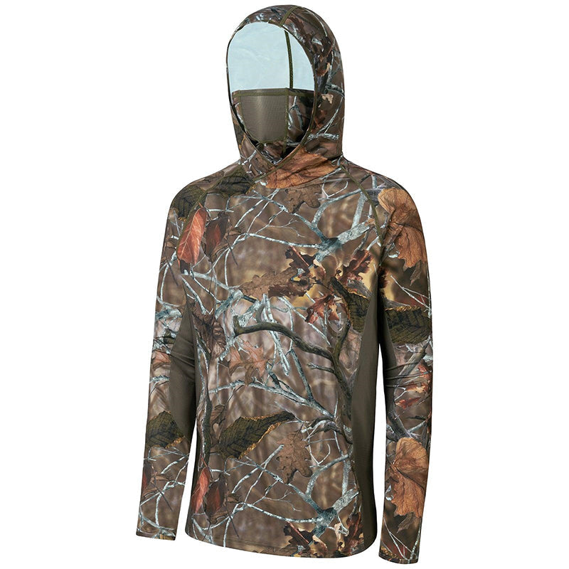 Jagdshirt mit Kapuze &amp; Nackenschutz – UPF 50+ Camouflage