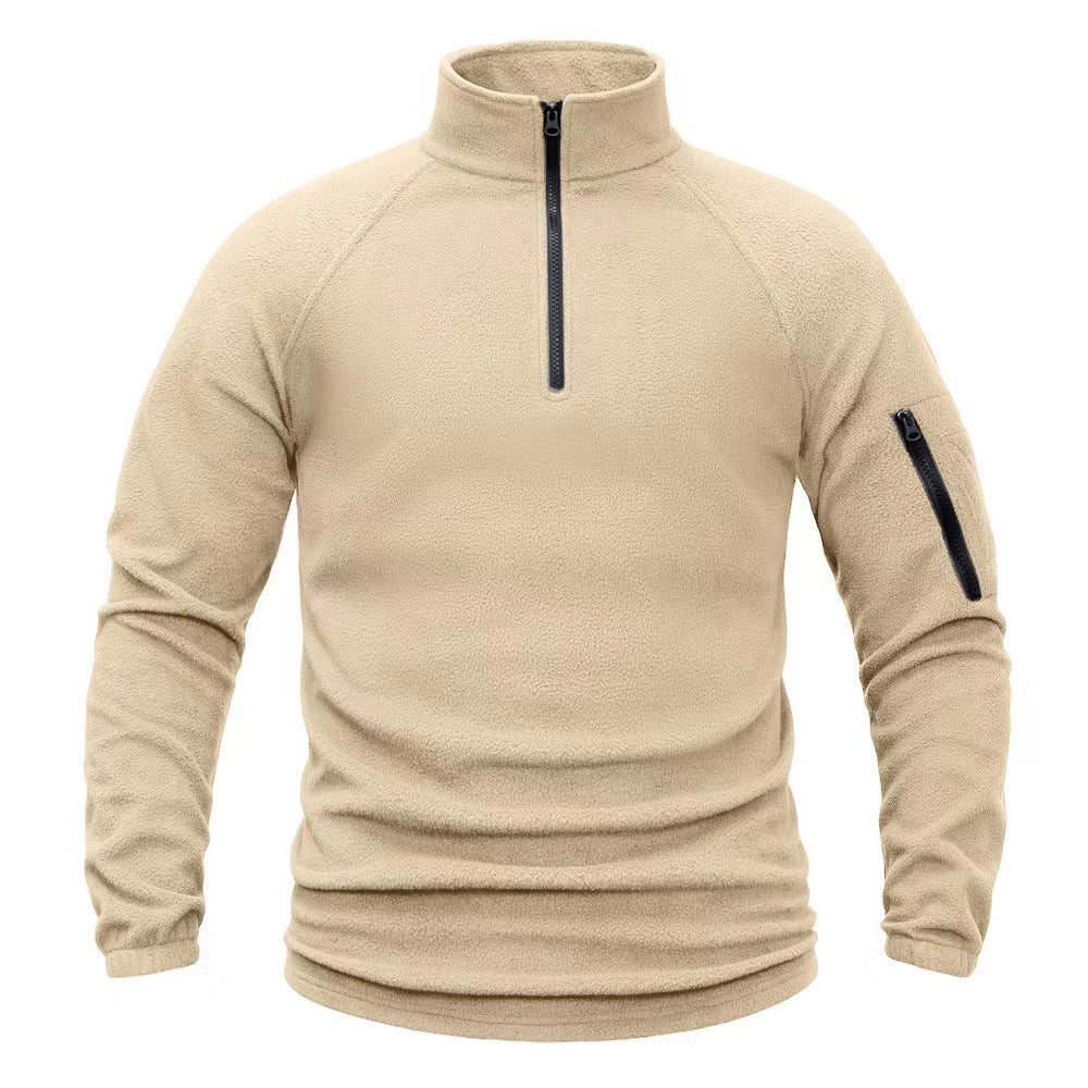 TWS Herren Fleecepullover mit Halbreißverschluss und Ärmeltasche