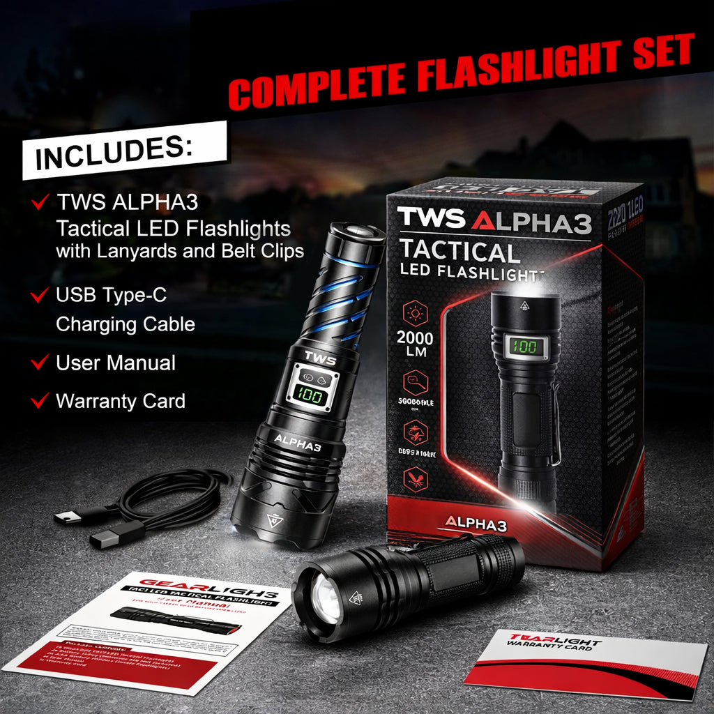 ALPHA3 Taktische Taschenlampe – 2000 Lumen, USB-C