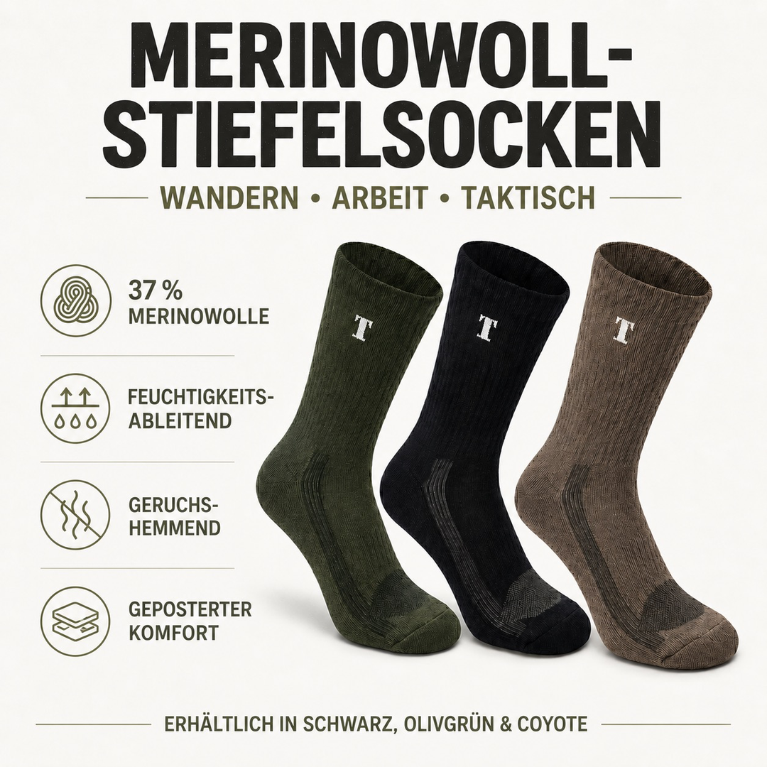 TWS Merinowoll-Stiefelsocken – Wandern, Arbeit &amp; Taktischer Einsatz
