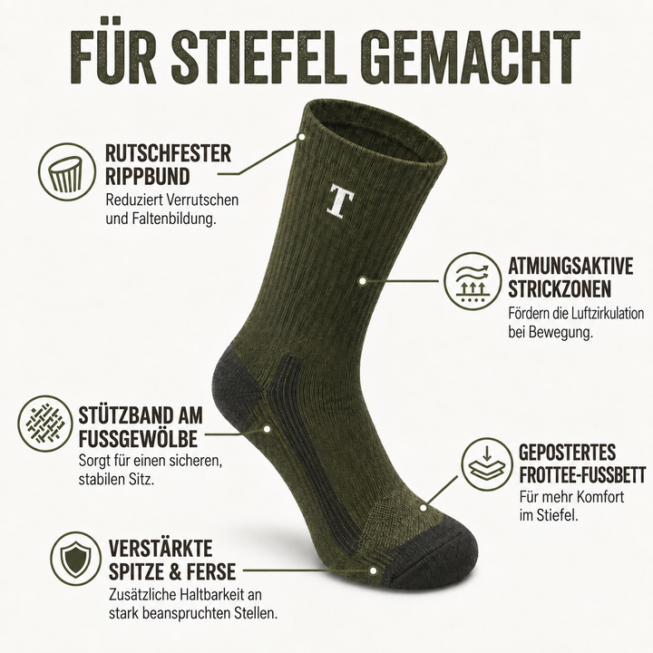 TWS Merinowoll-Stiefelsocken – Wandern, Arbeit &amp; Taktischer Einsatz