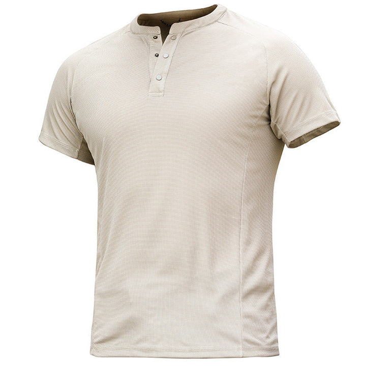 Schnelltrocknendes T-Shirt mit Henley-Kragen