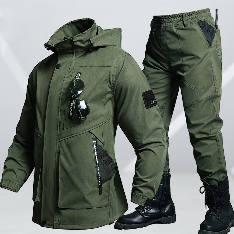 Herren Tactical Softshell-Set – Wasserdichte &amp; winddichte Outdoorjacke mit Hose