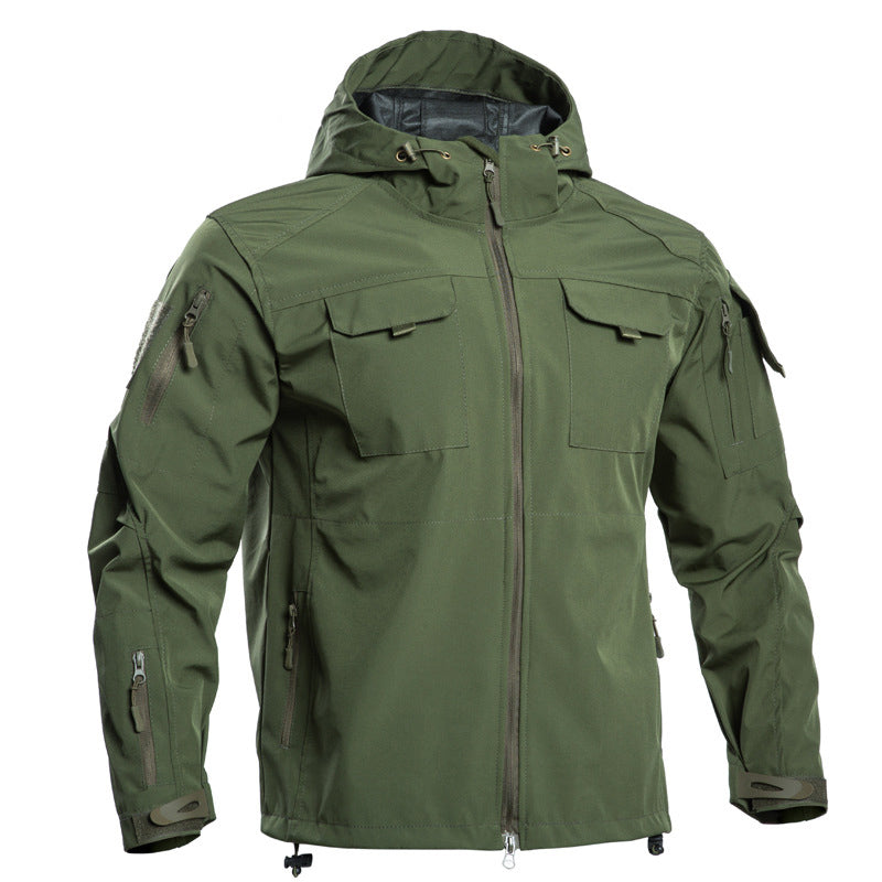 Herren Leichte Tactical Outdoorjacke mit Kapuze – Windbreaker mit mehreren Taschen