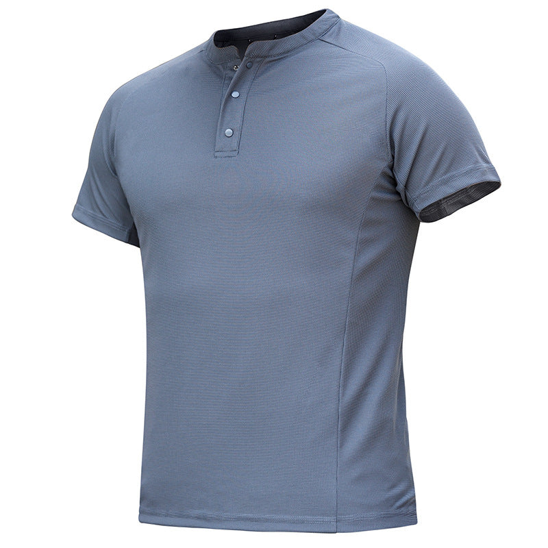 Schnelltrocknendes T-Shirt mit Henley-Kragen