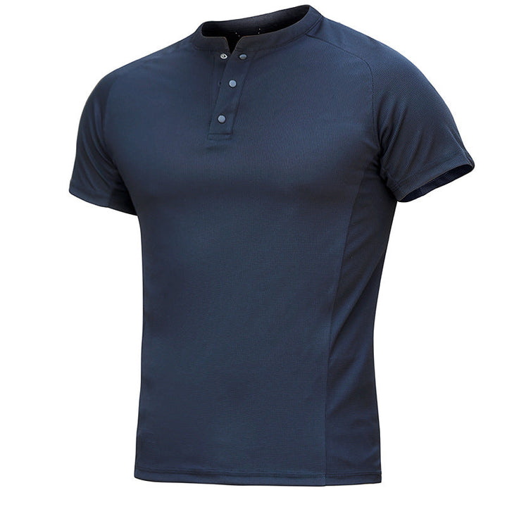 Schnelltrocknendes T-Shirt mit Henley-Kragen