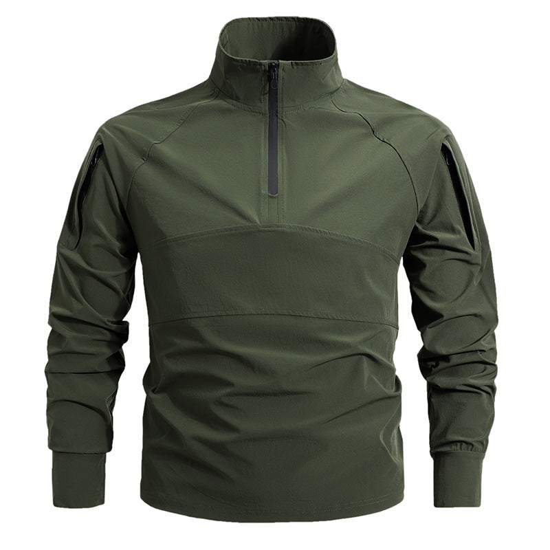 Herren Tactical Combat Shirt – Schnelltrocknend &amp; Elastisch mit 1/4-Reißverschluss