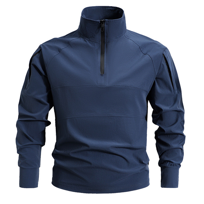 Herren Tactical Combat Shirt – Schnelltrocknend &amp; Elastisch mit 1/4-Reißverschluss