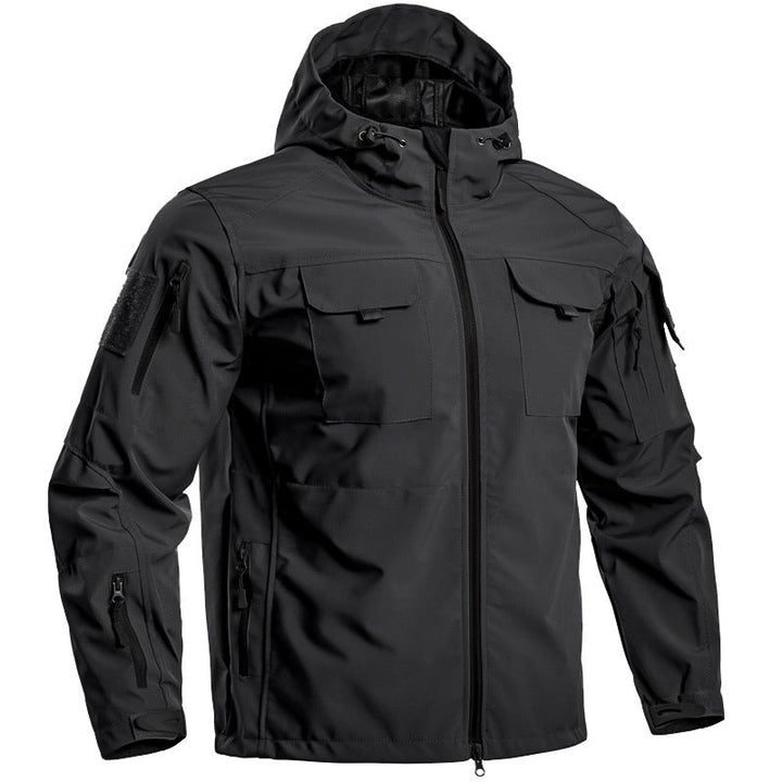 Herren Leichte Tactical Outdoorjacke mit Kapuze – Windbreaker mit mehreren Taschen