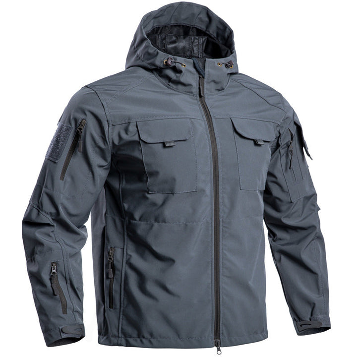Herren Leichte Tactical Outdoorjacke mit Kapuze – Windbreaker mit mehreren Taschen