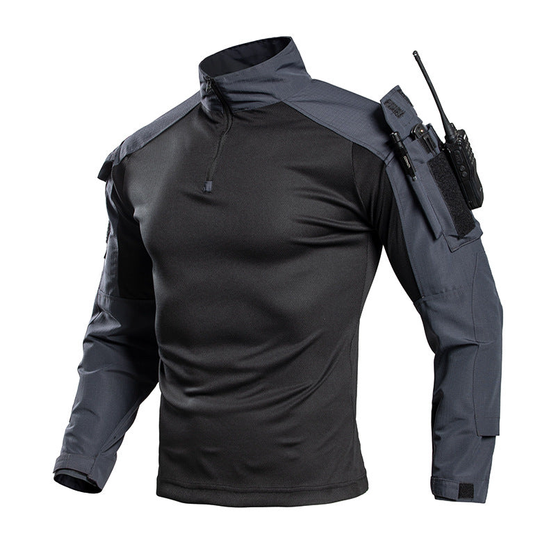 Herren Tactical Combat Shirt – Trainingsshirt mit 1/4-Reißverschluss &amp; Ärmeltasche