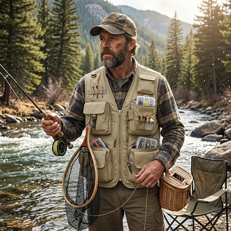 Men’s Lightweight Utility Vest – 16-Pocket Fishing, Photography &amp; Travel Vest with Mesh Back