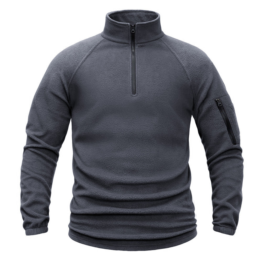 TWS Herren Fleecepullover mit Halbreißverschluss und Ärmeltasche