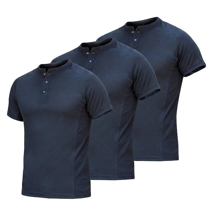 Schnelltrocknendes T-Shirt mit Henley-Kragen