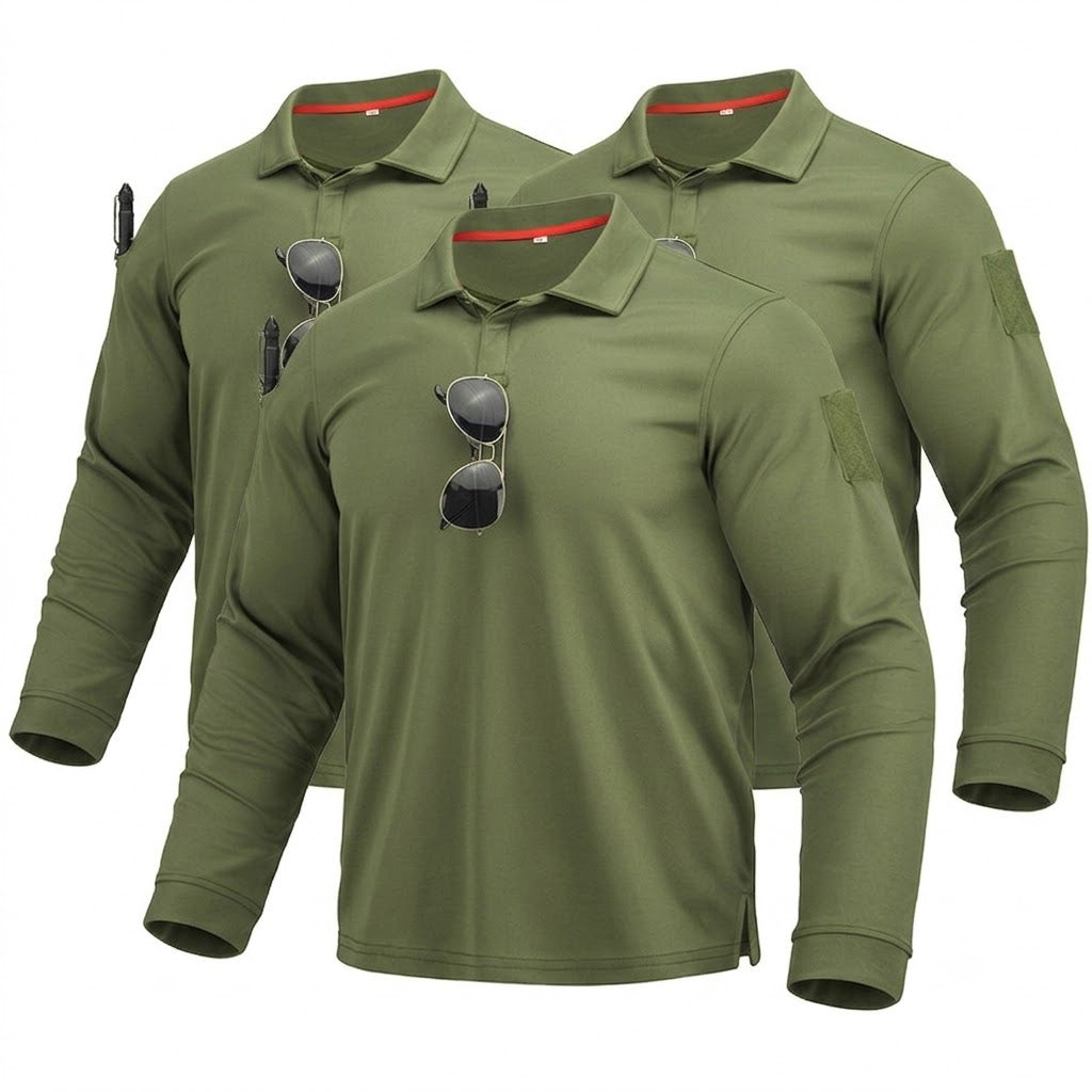 3er-Pack Herren Langarm-Poloshirts – Schnelltrocknend