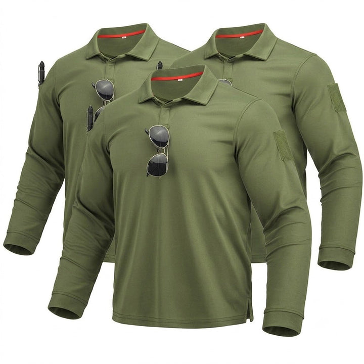 3er-Pack Herren Langarm-Poloshirts – Schnelltrocknend