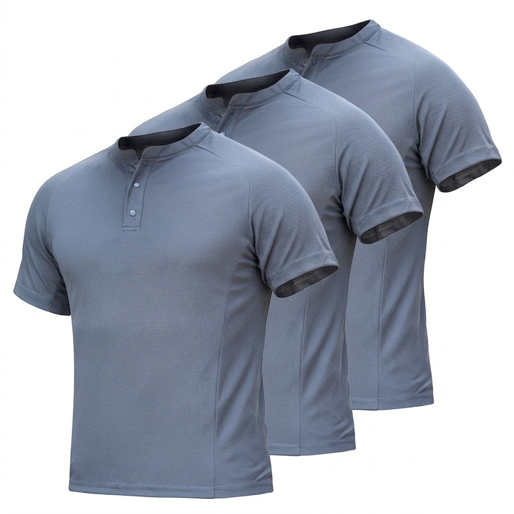 Schnelltrocknendes T-Shirt mit Henley-Kragen