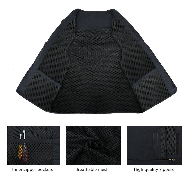 Men’s Lightweight Utility Vest – 16 - Pocket Fishing, Photography &amp; Travel Vest with Mesh Back - TWS USA